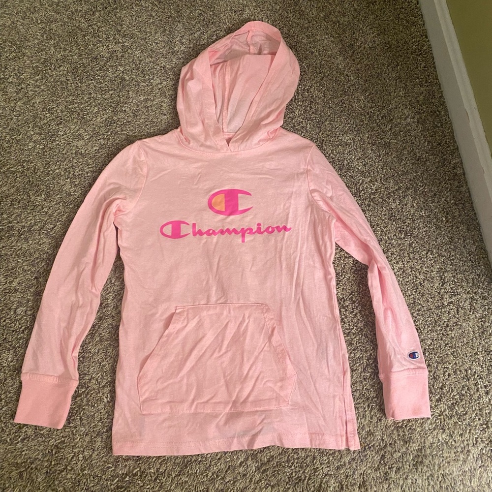 Girls’ Champion long sleeve hooded tee